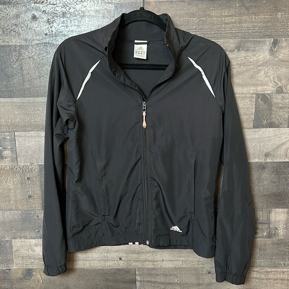 Black With Pink And White Adidas Jacket